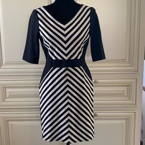 Tahari Black and Tan stripped dress